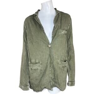 Peace Love World Boheme Relaxed Linen Blend Blazer Rich Olive X-Small NWOT